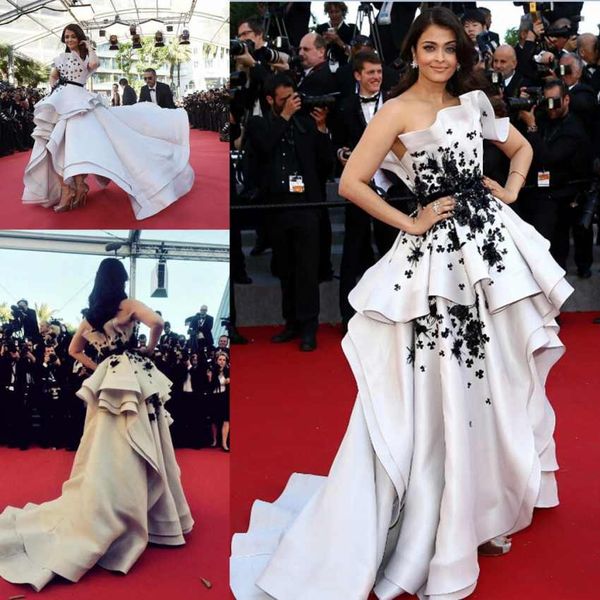 

Personalise Red Carpet Dress Evening Dresses High Low White And Black Fashion Aishwarya Rai Cannes Film Formal Evening Gowns