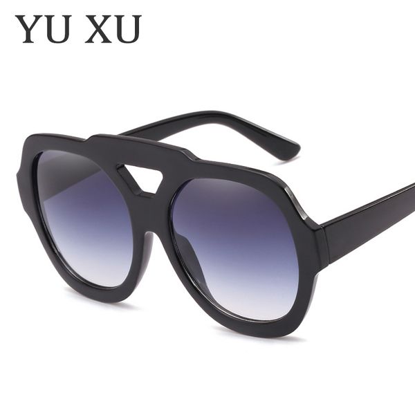 

yu xu new fashion large frame sunglasses women brand designer double color frame sunglasses ladies personality round frame sunglasses h80, White;black