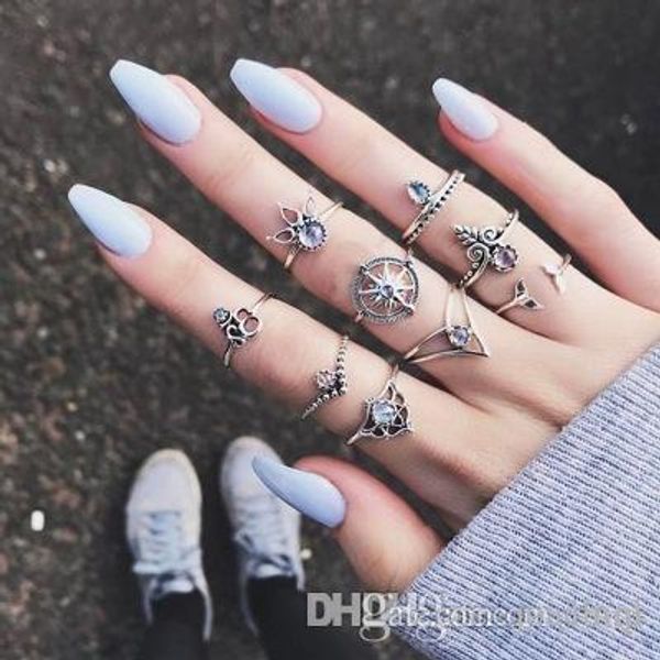 

new restoring ancient ways rudder cross leaves precious stones nine piece rings set gold white 10pcs weight 10g ship, Golden;silver