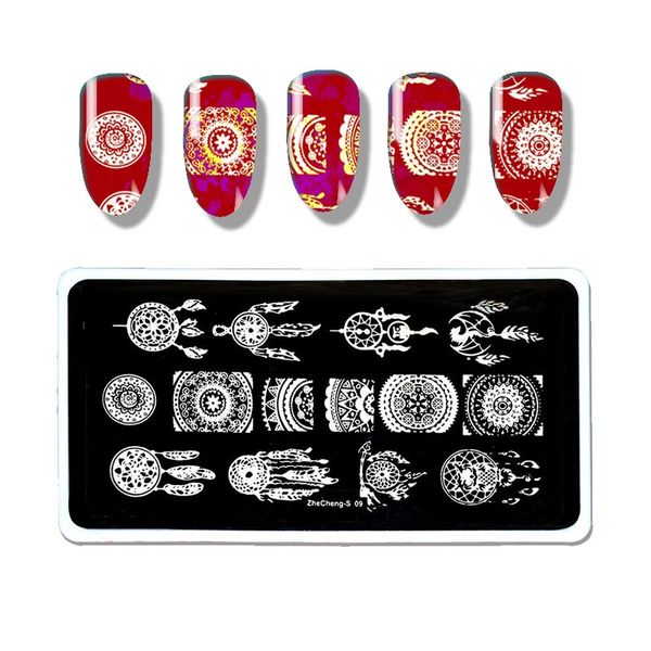 

20 designs 6.5*12.5cm nail stamping plates fashion flower/animal/dream catcher pattern templates for polish nail stamp, White
