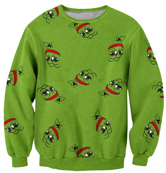 

новая мода женщины / мужчины пепе лягушка harauku стиль смешно 3d печатных crewneck кофты толстовки толстовки k112, Black