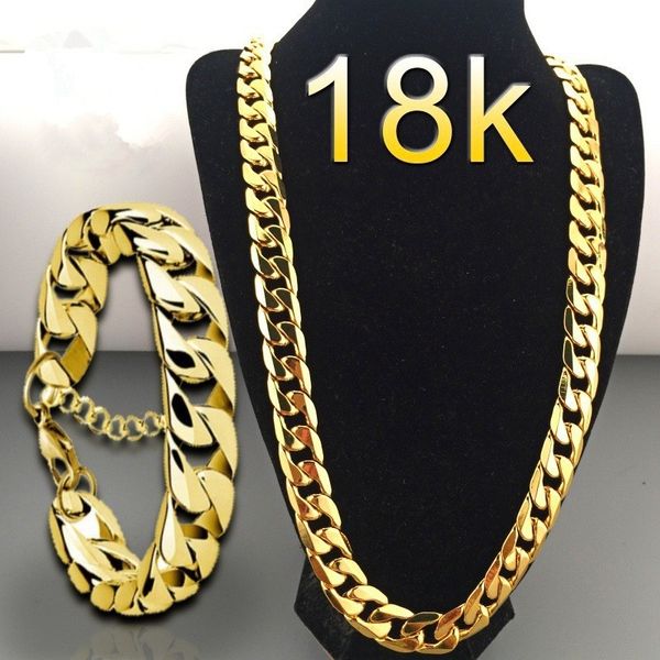 

6MM chains necklaces 18k gold plated necklace Bracelet for Men Women womens mens bracelets fashion jewelry jewellery Christmas gift
