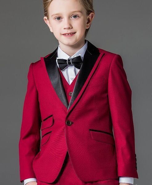 

новая мода мальчик смокинги остроконечный отворот одна кнопка детская одежда для свадьбы дети костюм мальчик набор (куртка + брюки + лук + ж, Black