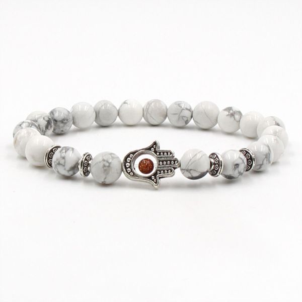 

white turquoise stone beads bracelets natural stone mens bracelets, Golden;silver