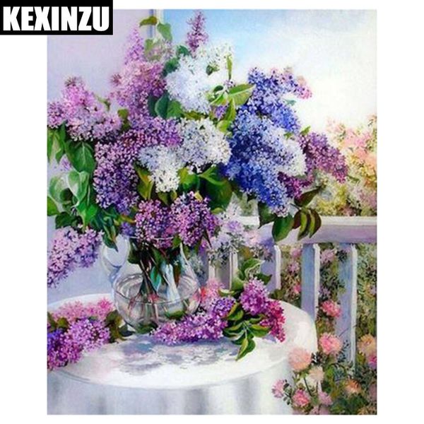 Acheter Kexinzu 5d Bricolage Fleur Diamant Peinture Point De Croix Kits Diamant Broderie Fleur Panier Image Modèle De Mosaïque Décor à La Maison