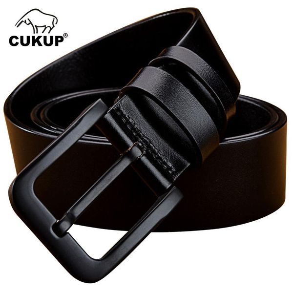 

cukup men designer black pin buckle mens luxury cowhide leather male casual styles jeans belts men 3.8cm wide nck652, Black;brown