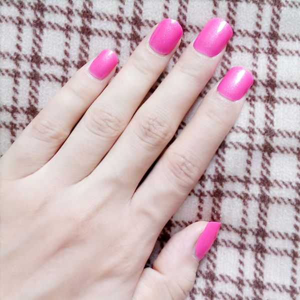 Charming Acrylic Fake Nail Bright Rose Pink False Nails Glitter Charming Acrylic Fake Nail Bright Rose Pink False Nails Glitter