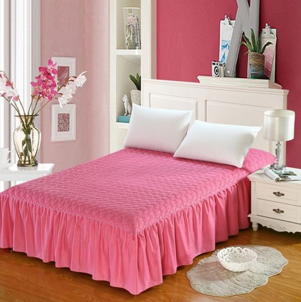 

новый горячий элегантный дизайн высокое качество зима утолщенные стеганые покрывала 100% хлопок мода теплая кровать юбка текстильное постель