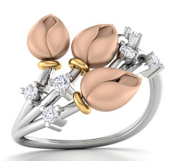

whole salefashion rose gold color bud charms rings for women bridal wedding party engagement cz crystal rings elegant jewelry anillos anel, Golden;silver