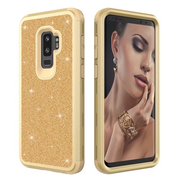 

2018 for iphone case 3in1 defender case flash powder back glitter sparkly bling for samsung phone case