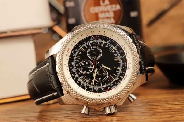 

automatic mechanical movement men's watch a25363 black dial and leather band 48mm mens sports watches, Slivery;brown