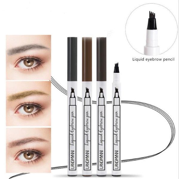 Жидкость для бровей Pen Eyebrow Enhancer 3 цвета четыре головы Enhancer Водонепроницаемый жидкость для бровей бесплатная доставка