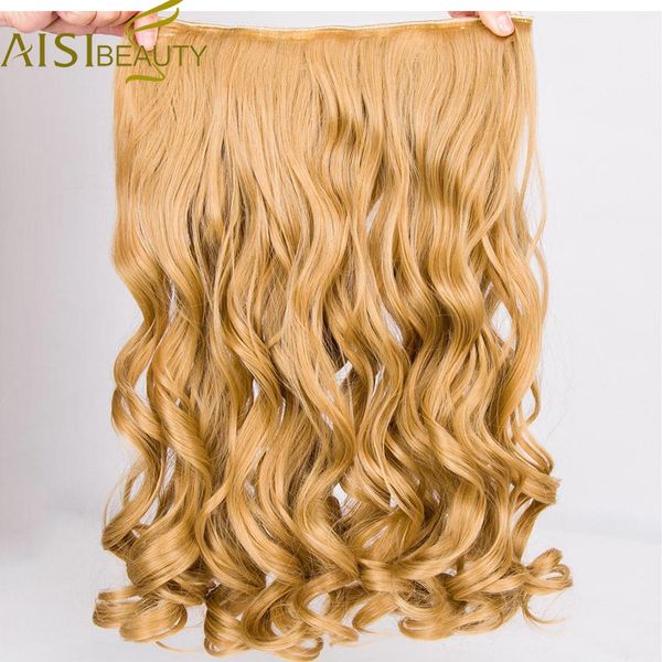 

aisi beauty 24" 120g 5 clips in one piece synthetic high temperature fiber false hair extensions for women, Black;brown