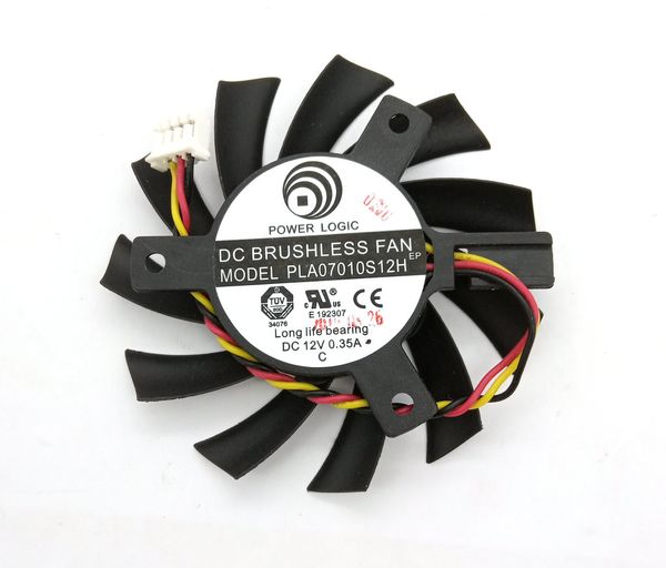 Origianl PowerLogic PLA07010S12H DC12V 0.35A MSI Grafik Kartı Soğutma Fanı için 4.0cm çap 6.5cm