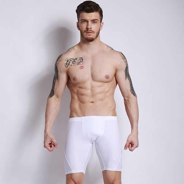 

professional quality mens long swimming trunks brand desmiit swimwear swimsuit tight short pant white black zwembroek man