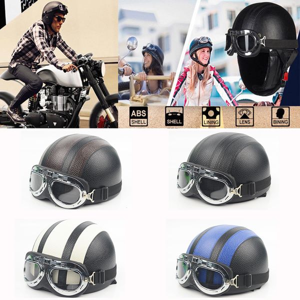 

evomosa retro motorcycle half helmet motorbike open face with visor off road racing biker helmet sunglasses scarf dot