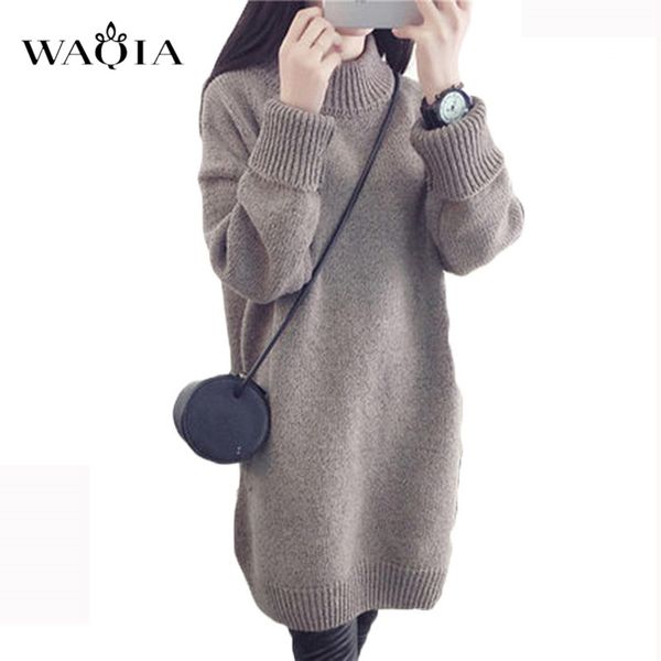 

waqia 2018 autumn winter solid knitted cotton sweater dresses women loose o-neck pullover female knitted dress vestidos feminino, White;black