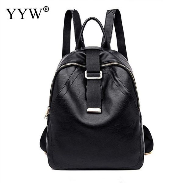 

2018 women leather backpacks vintage female shoulder bag sac a dos travel ladies bagpack mochilas school bags for girls gray