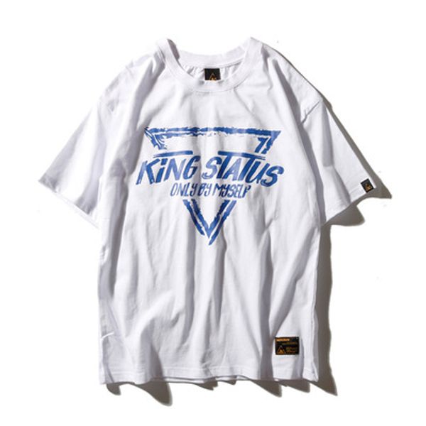 

Three Color Mens Loose Triangular Printing T-shirt High Street Skateboard Couple Loose Short-Sleeved Summer Blouse Shirt