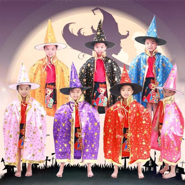 

halloween cloak cap party cosplay prop for festival fancy dress children costumes witch wizard gown robe and hats costume cape kids