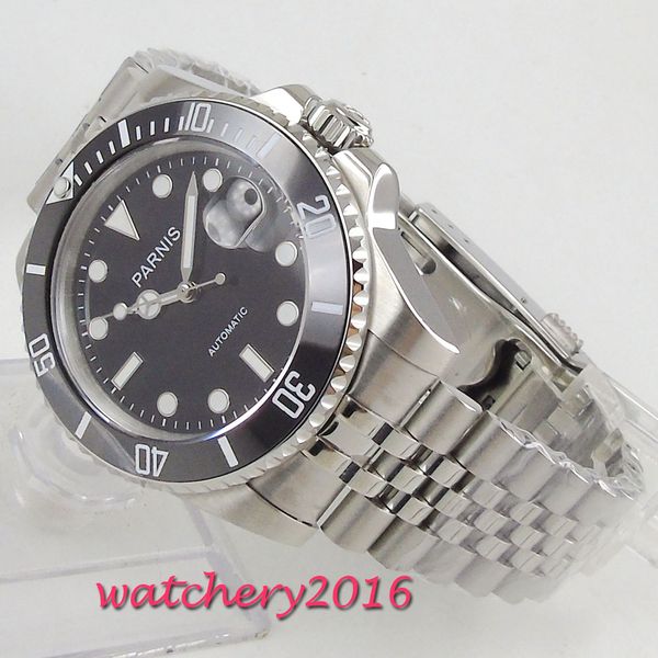 

40mm black dial rotating ceramic bezel sapphire glass brand mechancial miyota 8215 automatic movement men's watch, Slivery;brown