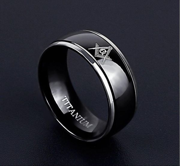 

8 mm black color titanium stainless steel ason ring masonic rings ason's jewelry for masonry member masonary ring, Golden;silver