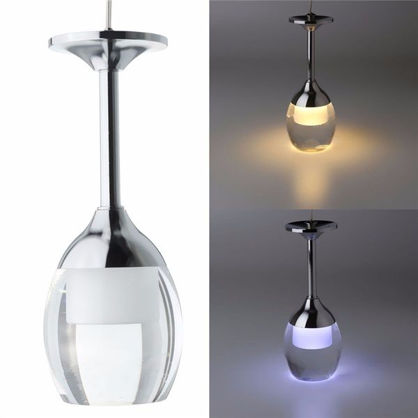 5w Led Pendant Lamp Ac85 265v Wine Cup Shape Glass Stainless Steel