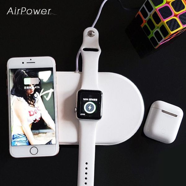 

AirPower 3 in 1 iphone iwatch Air pods QI Wireless Charger Fast Charging Pad Quick Charge for Apple Watch 3 2 iPhone 8 X Universal