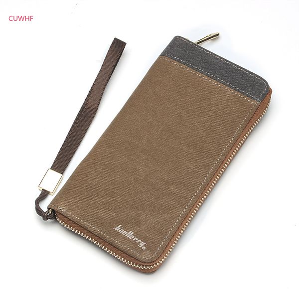 

cuwhf retro stitching mens wallet long style men clutch wallets rectangle handy men bag canvas zipper wallet coins male, Red;black