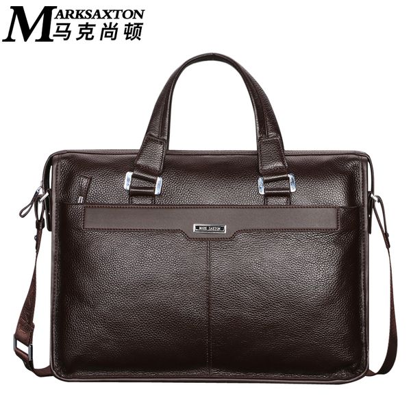 

mark saxton brand design man commercial male handbag genuine cow leather shoulder men's casual bag real leather briefcase