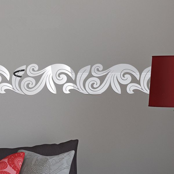 

new creative design 3d acrylic mirror wall stickers for the ceiling baseboard waist pattern decorative ceiling borders