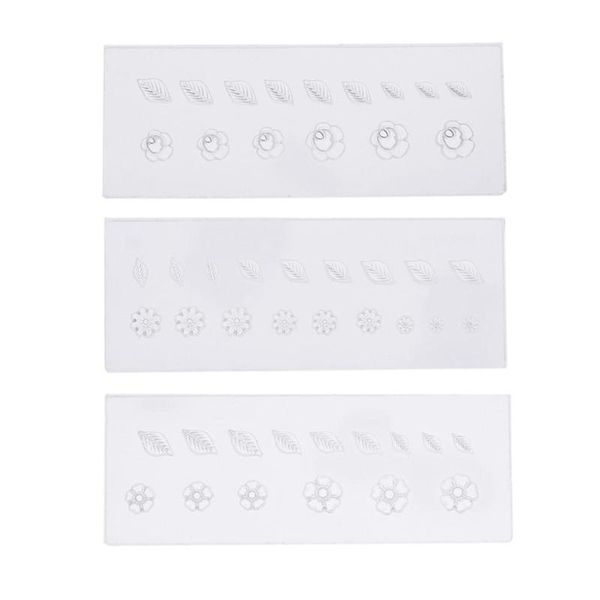 

clear nail art silicone mold uv gel diy 3d flower carved templates mould 3patterns available nails carving stamping mold, White
