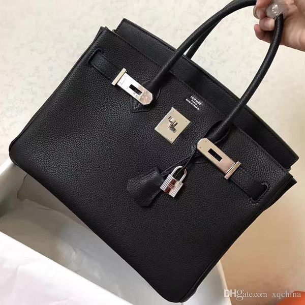 

2018 new women bag fa hion women handbag luxury 25 30 35 40cm gold ilver buckle bag leather with the original brand free