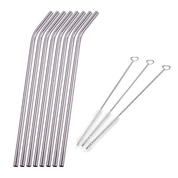 

8pcs reusable straw pipette suction metal stainless steel drinking straws pipe straight bent tube events party bar accessories