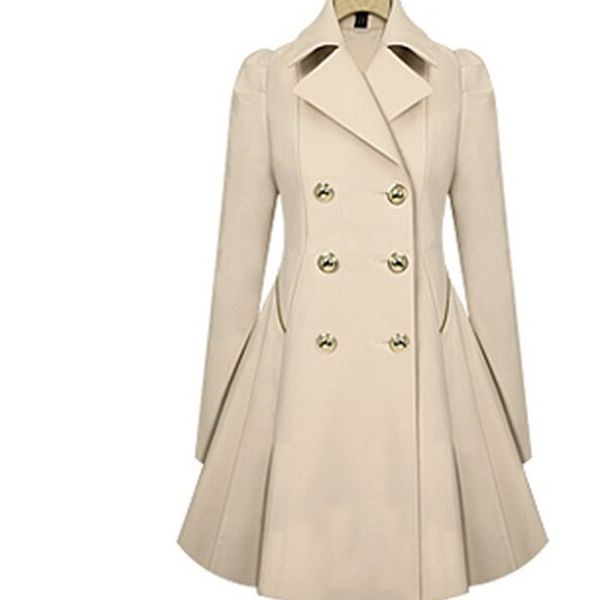 

wholesale- 2017 new autumn spring women casual cotton trench coat solid turn-down collar long sleeve slim fashion women coat outerwear, Tan;black