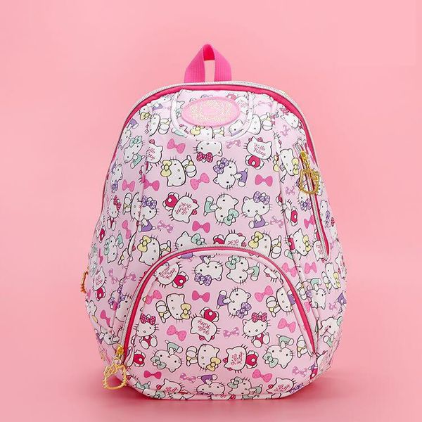 

new cartoon genuine hello kitty backpack schoolbag pu pink children primary school bag travel bag for girls gift