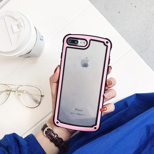 

new arrival for iphone 6 case luxury baking finished jelly tpu frame acrylic rear phone case hybrid cellphone cover