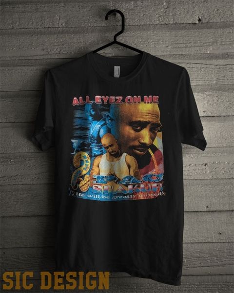 

2Pac все глаза на меня Мемориал мужская футболка старинные Мужской с коротким рукавом шею топы черный