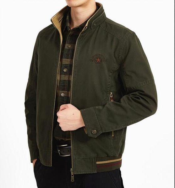 

men clothes 2018 autumn men jacket brand stand collar embroidery bomber reversible jackets military tactical jacket outdoor, Black;brown