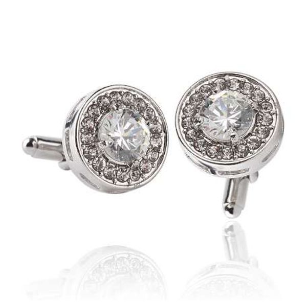 

men's round cufflinks wedding jewelry fashion personality classic retro luxury rhinestone silver cuff links christmas gifts