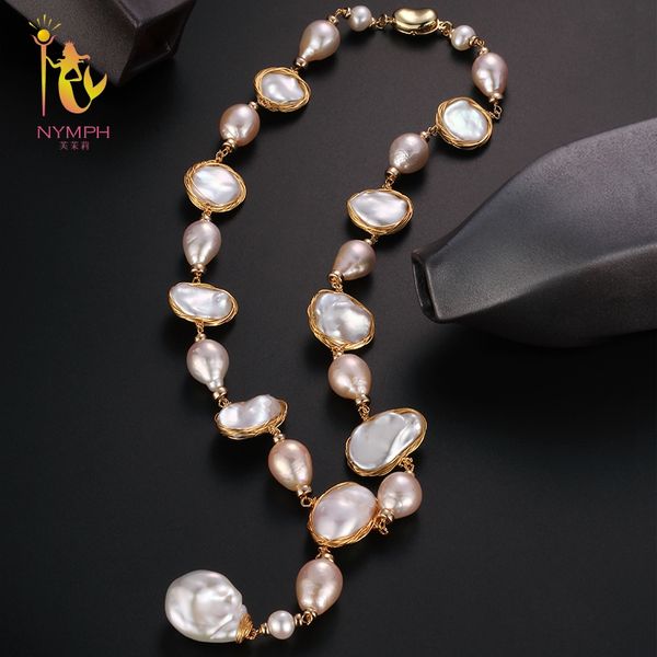 

nymph] baroque pearl necklace fine jewelry real pearl big neckalce women party wedding trendy anniversary gift x325, Silver