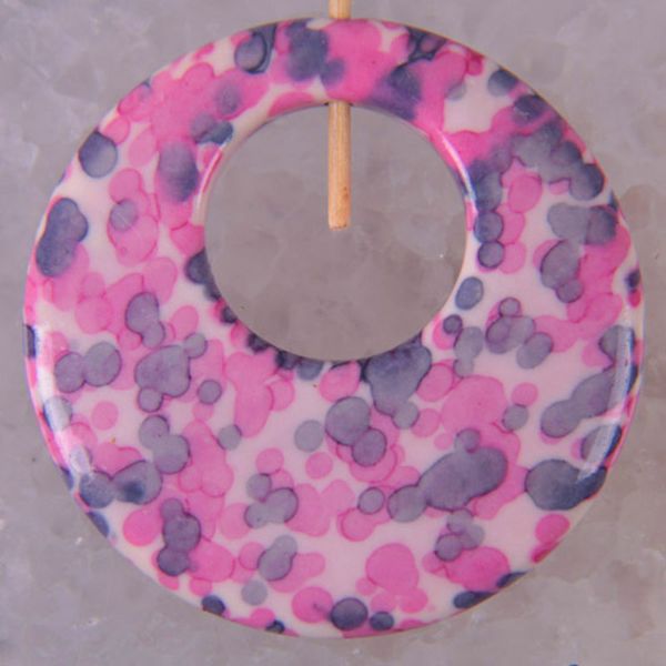 

red ocean jaspe r circle gem loose bead gem pendant jewelry ws505, Black