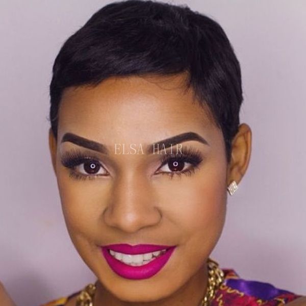 Celebrity Short Lace Hair Wigs For African Americans Human Hair