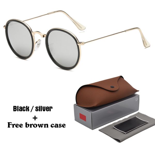 

1pcs Wholesale - Round Sunglasses men women Brand Designer Round Metal Frame UV400 lenses Retro Eyewear sun glasses with free box and cases