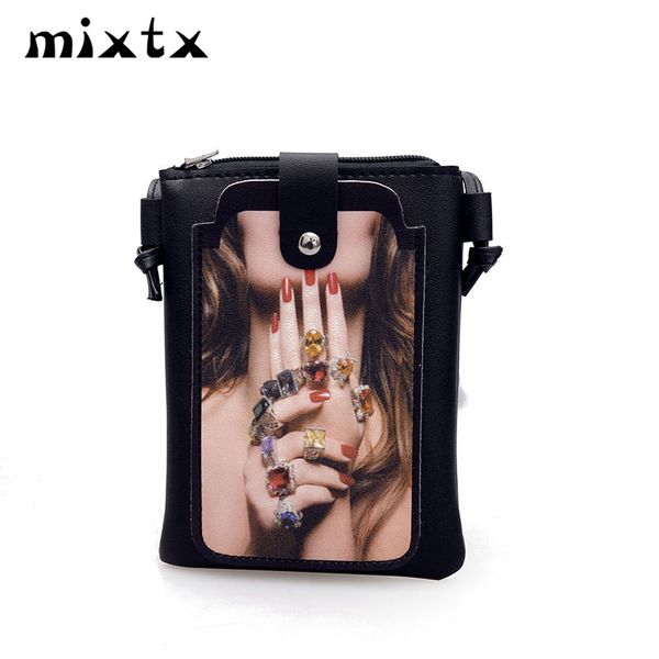 

women crossbody shoulder bagpersonality pattern mobile phone bag coin purse fashion pu leather female lady wallet
