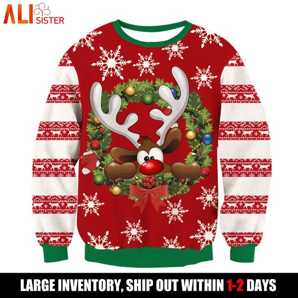 

alisister christmas sweatshirt men women funny print 3d hoodies casual pullovers moletom outerwear sudadera hombre, Black