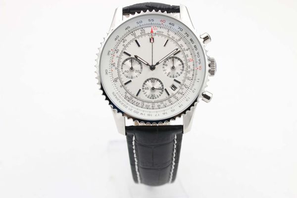 

cassic quartz luxury swiss wristwatch sapphire chronometre brand leather watch mens sale white dial watches strap chronograph sloit, Slivery;brown