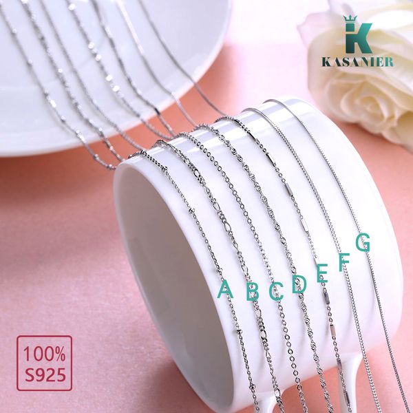 KASANIER 7 вариантов дизайна 16-20 дюймов тонкое ожерелье из стерлингового серебра S925 с застежками-лобстерами для девочек и женщин