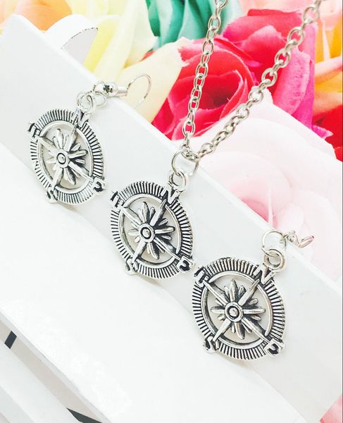 

2018. новые популярные горячие продаем antique silver навигации компас подвески ожерелье серьги креативный womenmen ювелирные изделия сувени