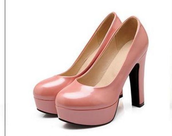 

send 31--47 big size single shoes female round head high heel, Black